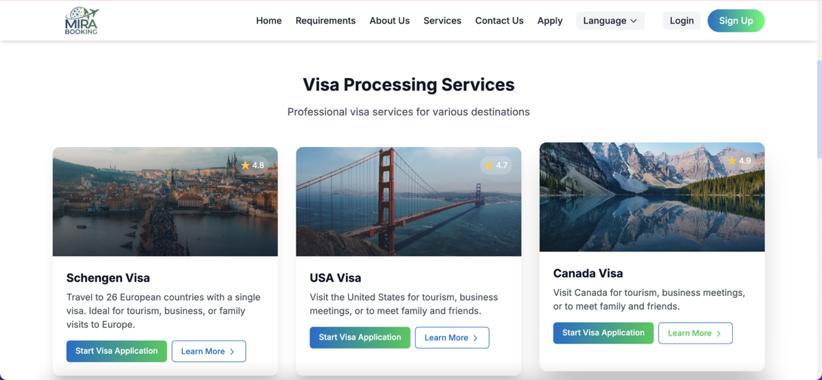 Mira Booking - Multilingual Visa Application Platform - Thumbnail 2